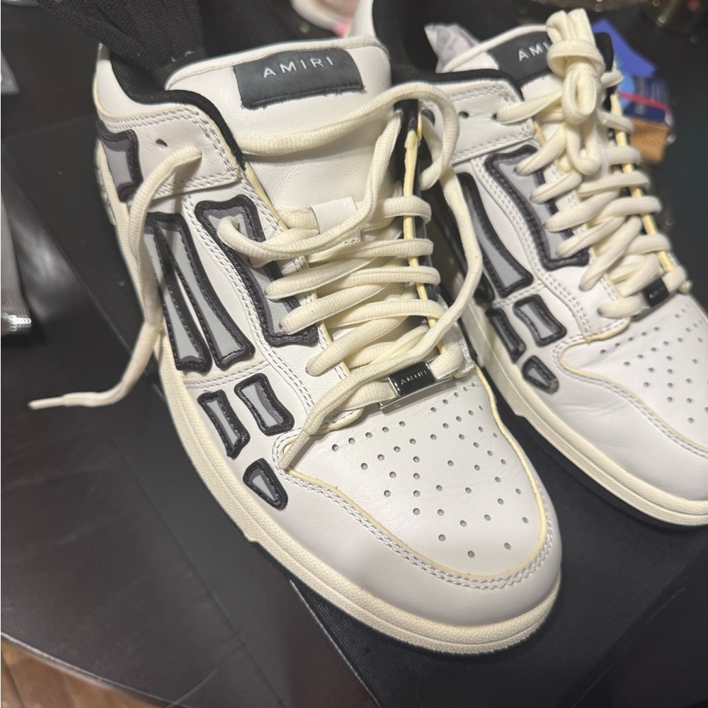 AMIRI White and Black Athletic Sneakers with Retro Design